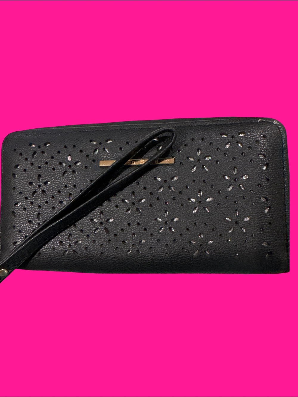 Black Laser-Cut Wristlet Clutch - Unbranded